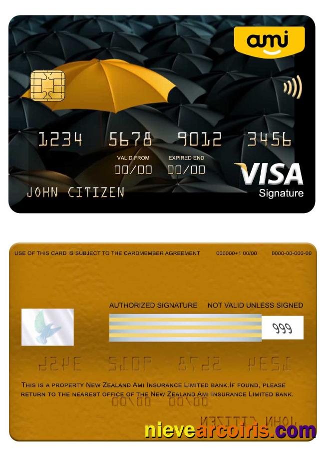 New Zealand Ami Insurance Limited bank visa signature card